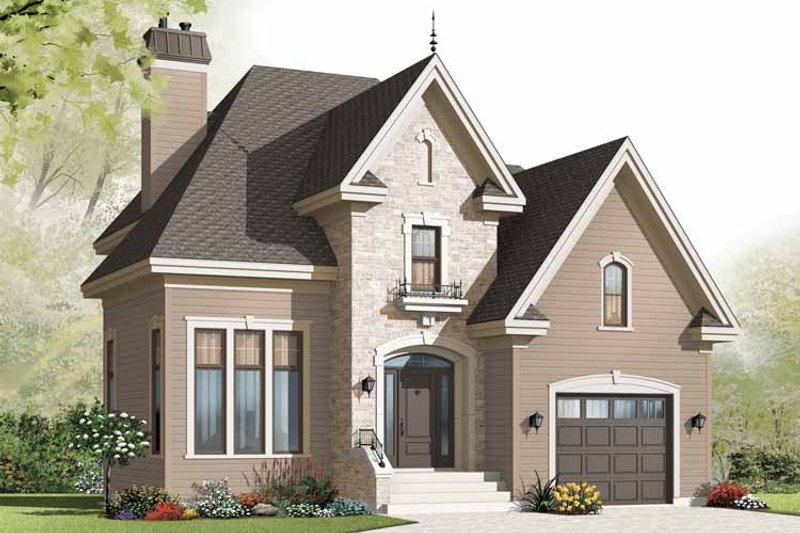 Architectural House Design - Exterior - Front Elevation 3 for European House Plan #23-2539 - 3 bed, 1.5 bath