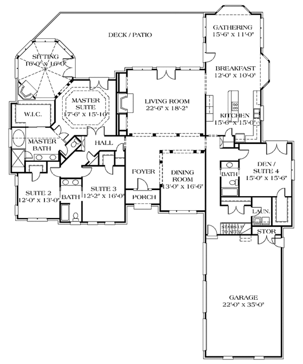 Dream House Plan - Ranch Floor Plan - Main Floor Plan #453-476