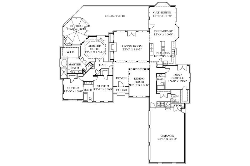 Home Plan - Floor Plan - Main Floor for Ranch House Plan #453-476 - 4 bed, 3 bath