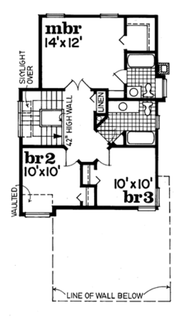 House Blueprint - Traditional Floor Plan - Upper Floor Plan #47-729
