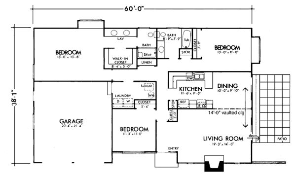 House Design - Ranch Floor Plan - Main Floor Plan #320-1396