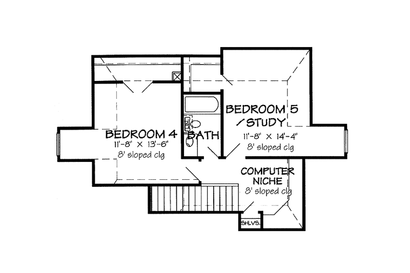 Architectural House Design - Floor Plan - Upper Floor for Country House Plan #968-21 - 4 bed, 3.5 bath