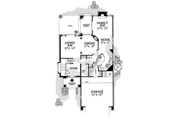 Floor Plan - Main Floor for Contemporary House Plan #72-1096 - 4 bed, 2.5 bath
