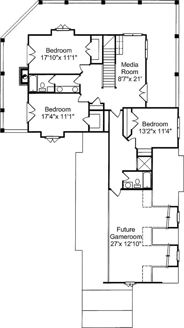 Architectural House Design - Southern Floor Plan - Upper Floor Plan #37-258
