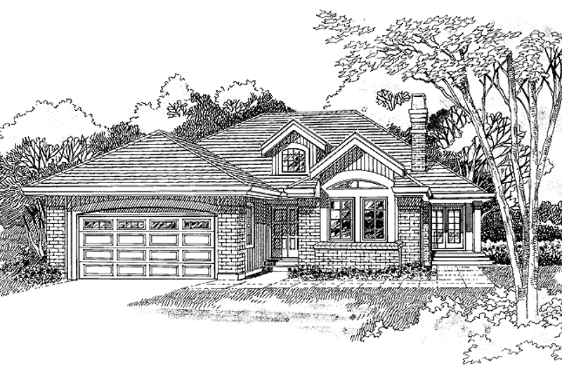 House Blueprint - Exterior - Front Elevation 3 for Mediterranean House Plan #47-939 - 3 bed, 2 bath