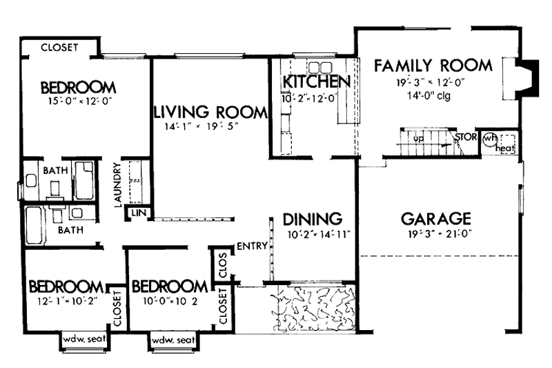 Dream House Plan - Floor Plan - Main Floor for Contemporary House Plan #320-795 - 3 bed, 2 bath