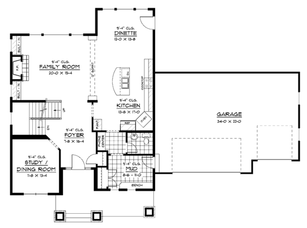 House Plan Design - European Floor Plan - Main Floor Plan #51-629