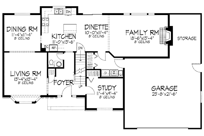 Architectural House Design - Floor Plan - Main Floor for Colonial House Plan #51-753 - 4 bed, 2.5 bath