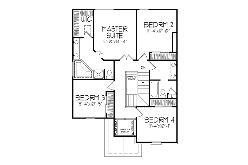 Home Plan - Floor Plan - Upper Floor for Prairie House Plan #320-1042 - 4 bed, 2.5 bath