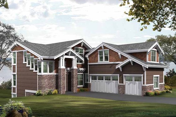 Exterior - Front Elevation 3 for Craftsman House Plan #132-479 - 5 bed, 4.5 bath