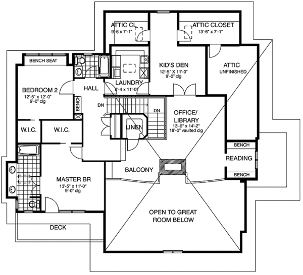 Home Plan - Prairie Floor Plan - Upper Floor Plan #967-4