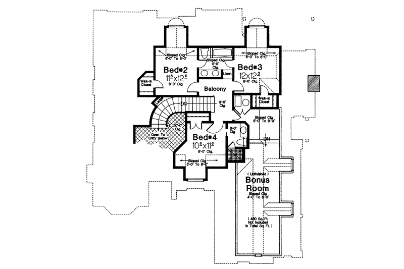 Dream House Plan - Floor Plan - Upper Floor for Country House Plan #310-1161 - 4 bed, 3.5 bath