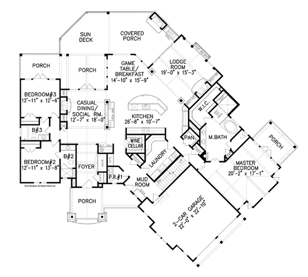 House Plan Design - Craftsman Floor Plan - Main Floor Plan #54-375