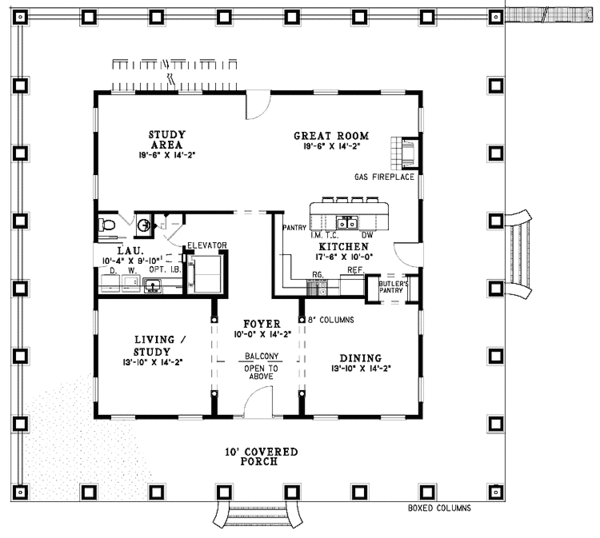 Home Plan - Southern Floor Plan - Main Floor Plan #17-3233