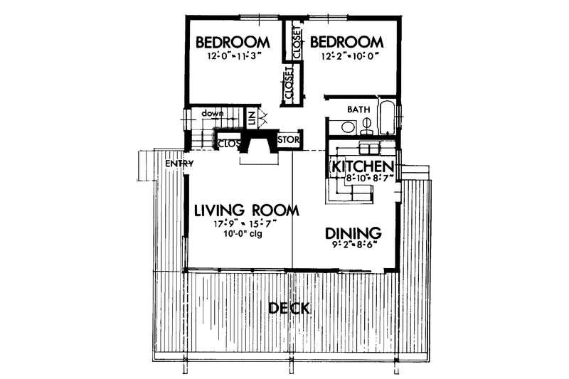 Home Plan - Floor Plan - Main Floor for Contemporary House Plan #320-805 - 3 bed, 1 bath