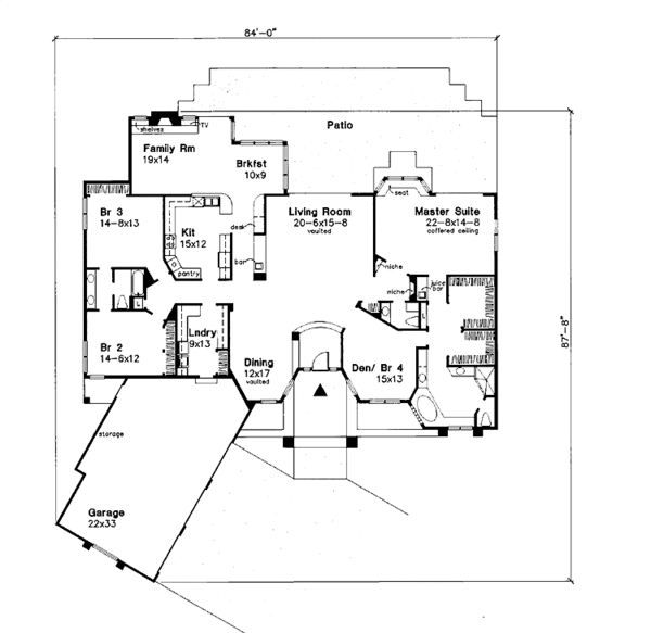 Architectural House Design - Mediterranean Floor Plan - Main Floor Plan #320-587