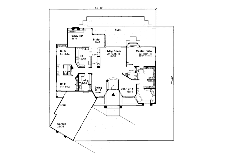 Architectural House Design - Floor Plan - Main Floor for Mediterranean House Plan #320-587 - 3 bed, 2.5 bath
