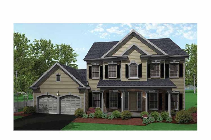House Blueprint - Exterior - Front Elevation 3 for Classical House Plan #1010-10 - 4 bed, 2.5 bath