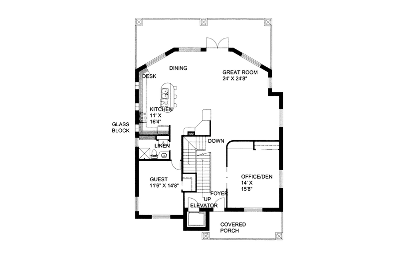Home Plan - Floor Plan - Main Floor for Contemporary House Plan #117-862 - 3 bed, 3 bath
