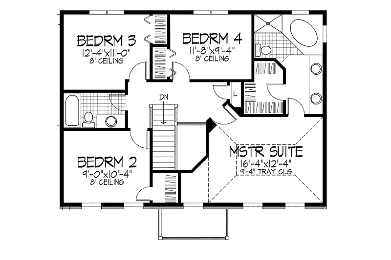 Home Plan - Floor Plan - Upper Floor for Classical House Plan #51-750 - 4 bed, 2.5 bath