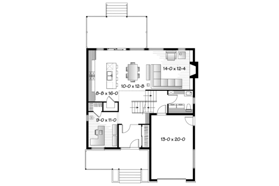 Floor Plan - Main Floor for Contemporary House Plan #23-2580 - 3 bed, 2.5 bath