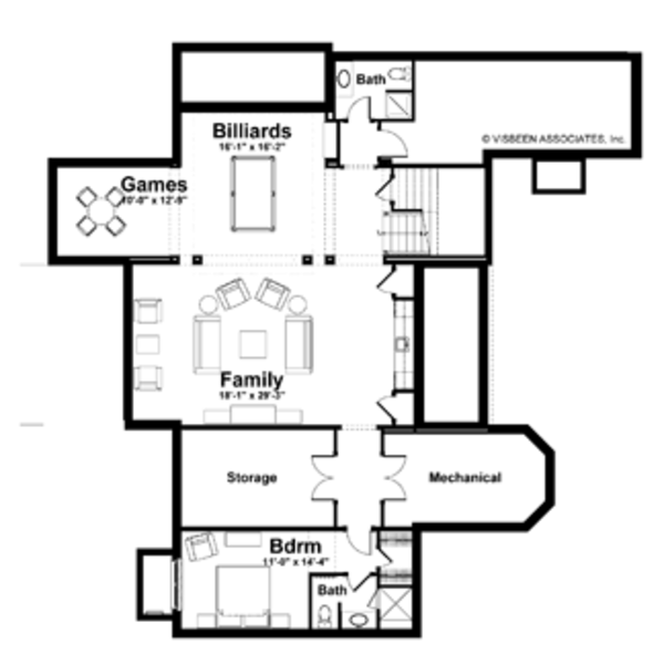 Architectural House Design - Craftsman Floor Plan - Lower Floor Plan #928-171