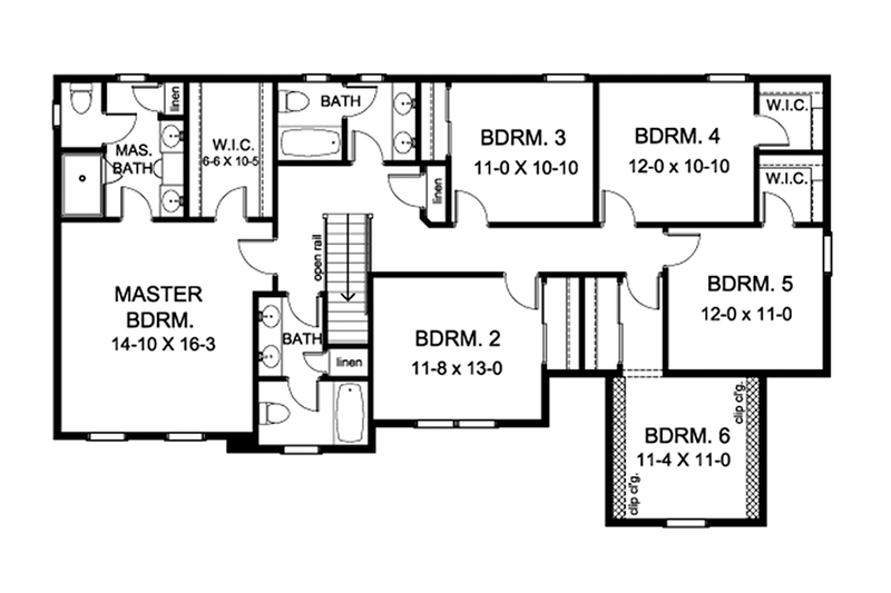 Dream House Plan - Floor Plan - Upper Floor for Colonial House Plan #1010-173 - 6 bed, 3.5 bath