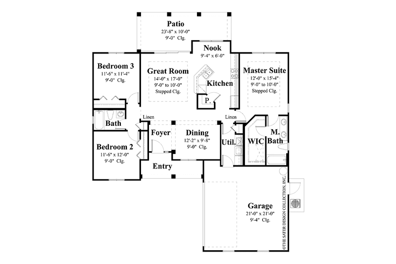 Home Plan - Floor Plan - Main Floor for Country House Plan #930-363 - 3 bed, 2 bath