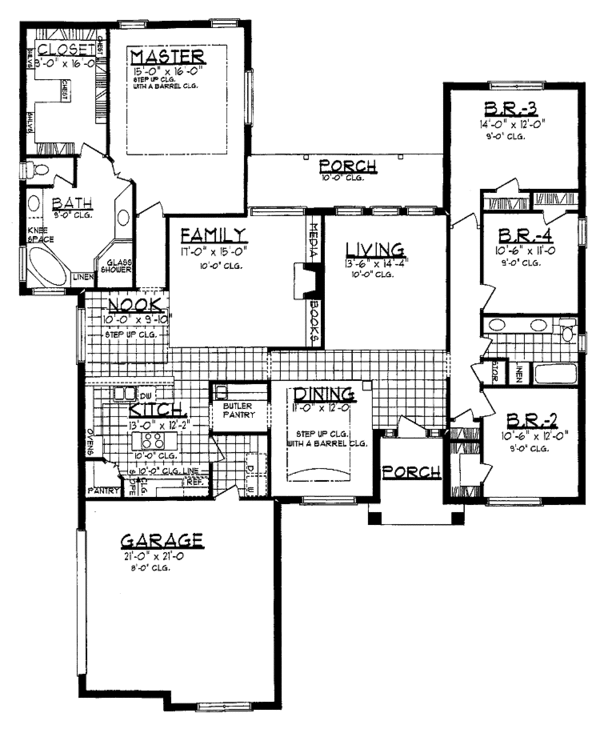 House Design - Ranch Floor Plan - Main Floor Plan #62-155