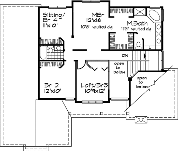 Architectural House Design - European Floor Plan - Upper Floor Plan #320-524