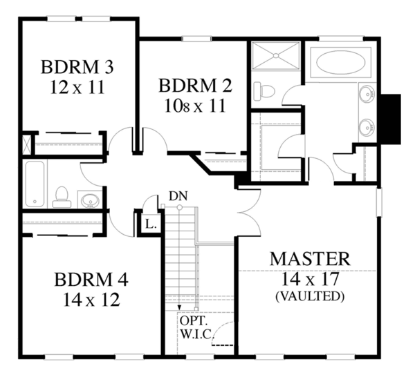 Architectural House Design - Colonial Floor Plan - Upper Floor Plan #1053-71