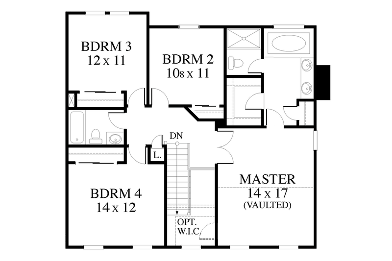 Architectural House Design - Floor Plan - Upper Floor for Colonial House Plan #1053-71 - 4 bed, 2.5 bath