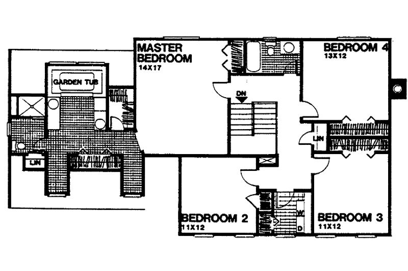 Home Plan - Floor Plan - Upper Floor for Colonial House Plan #30-275 - 4 bed, 2.5 bath