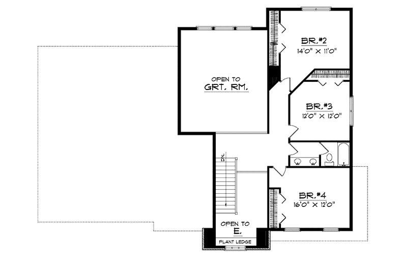 Home Plan - Floor Plan - Upper Floor for Colonial House Plan #70-1351 - 4 bed, 2.5 bath
