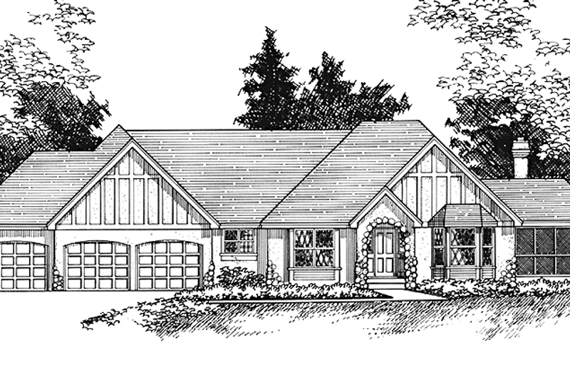 Dream House Plan - Exterior - Front Elevation 3 for Tudor House Plan #51-959 - 4 bed, 3 bath