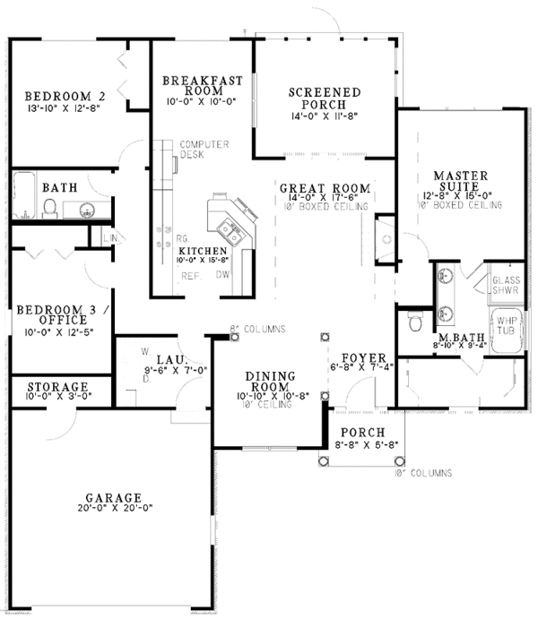 Architectural House Design - Ranch Floor Plan - Main Floor Plan #17-3225