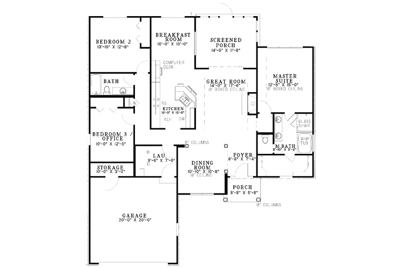 Dream House Plan - Floor Plan - Main Floor for Ranch House Plan #17-3225 - 3 bed, 2 bath