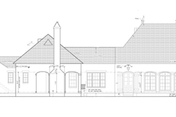 Exterior - Rear Elevation for European House Plan #1058-24 - 5 bed, 5.5 bath