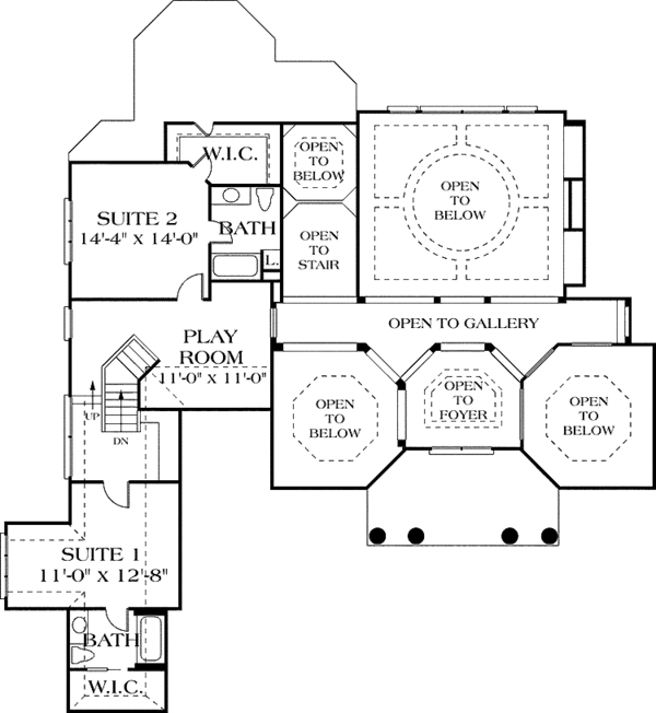 House Blueprint - Mediterranean Floor Plan - Upper Floor Plan #453-177