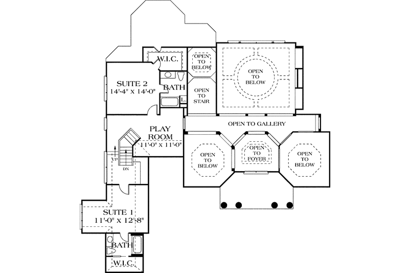 House Blueprint - Floor Plan - Upper Floor for Mediterranean House Plan #453-177 - 4 bed, 4.5 bath