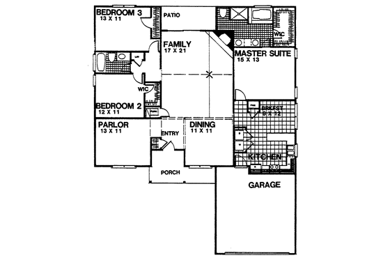 Floor Plan - Main Floor for Ranch House Plan #30-295 - 3 bed, 2 bath