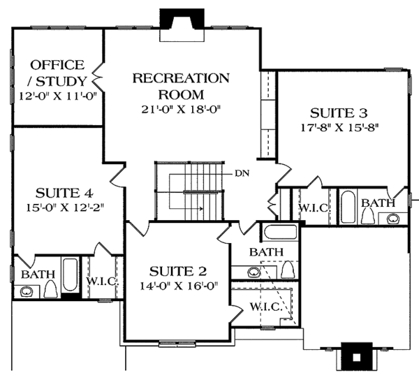 Dream House Plan - Country Floor Plan - Upper Floor Plan #453-457