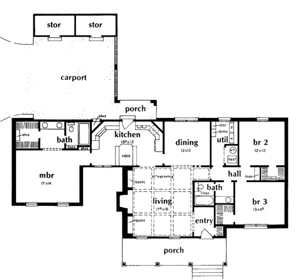 House Design - Country Floor Plan - Main Floor Plan #36-518
