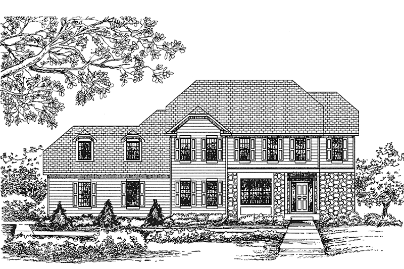 Architectural House Design - Colonial Exterior - Front Elevation Plan #320-986