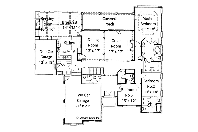 Home Plan - Floor Plan - Main Floor for Colonial House Plan #429-246 - 3 bed, 3.5 bath