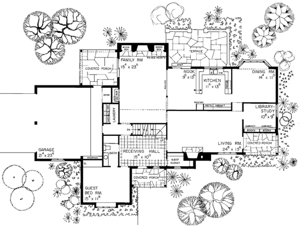 Architectural House Design - Tudor Floor Plan - Main Floor Plan #72-619