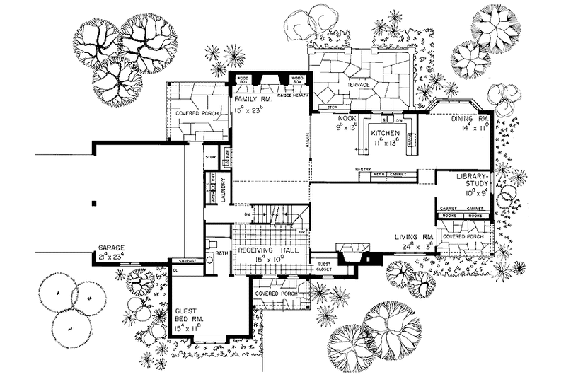 Home Plan - Floor Plan - Main Floor for Tudor House Plan #72-619 - 5 bed, 3.5 bath