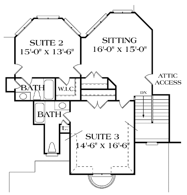 House Plan Design - European Floor Plan - Upper Floor Plan #453-404