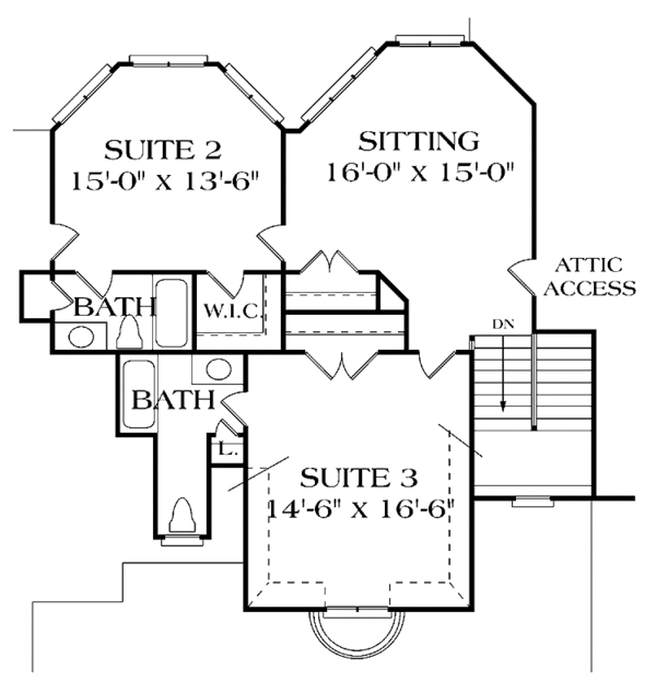 House Blueprint - European Floor Plan - Upper Floor Plan #453-404