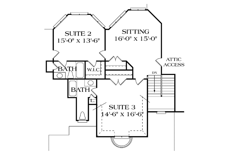 Home Plan - Floor Plan - Upper Floor for European House Plan #453-404 - 4 bed, 4 bath